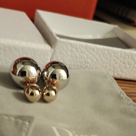Dior Silver Ball Earrings - Picture 1 of 11